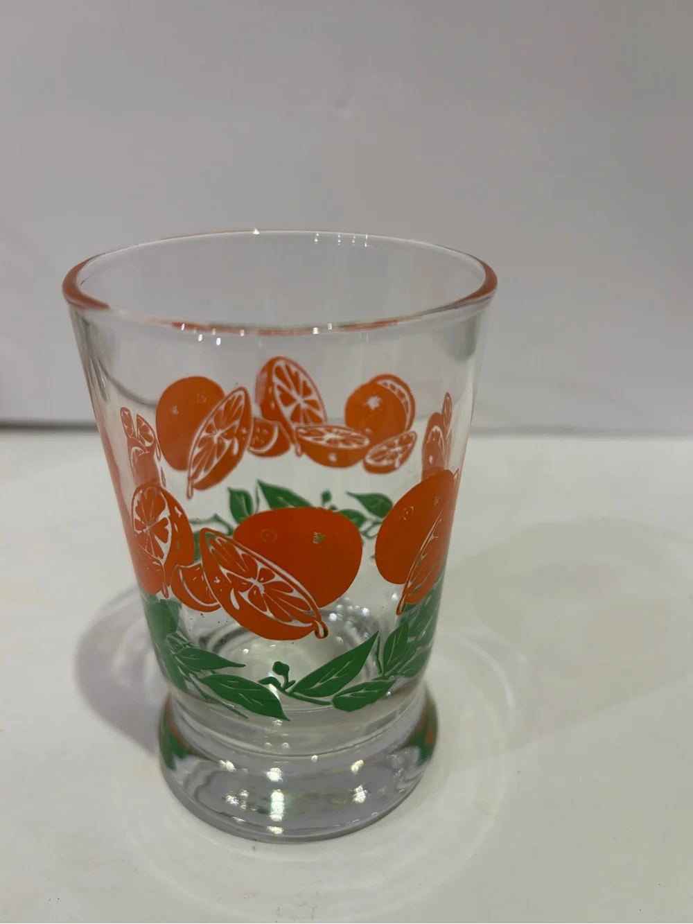 Vintage Libbey Glass Carafe and Tumbler Set Orange and Green Leaf Motif